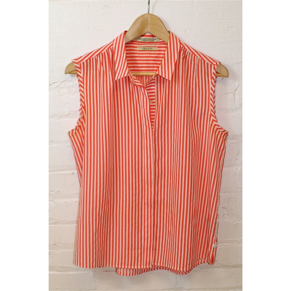 Maison Scotch | Stripped Button Down sleeveless Top